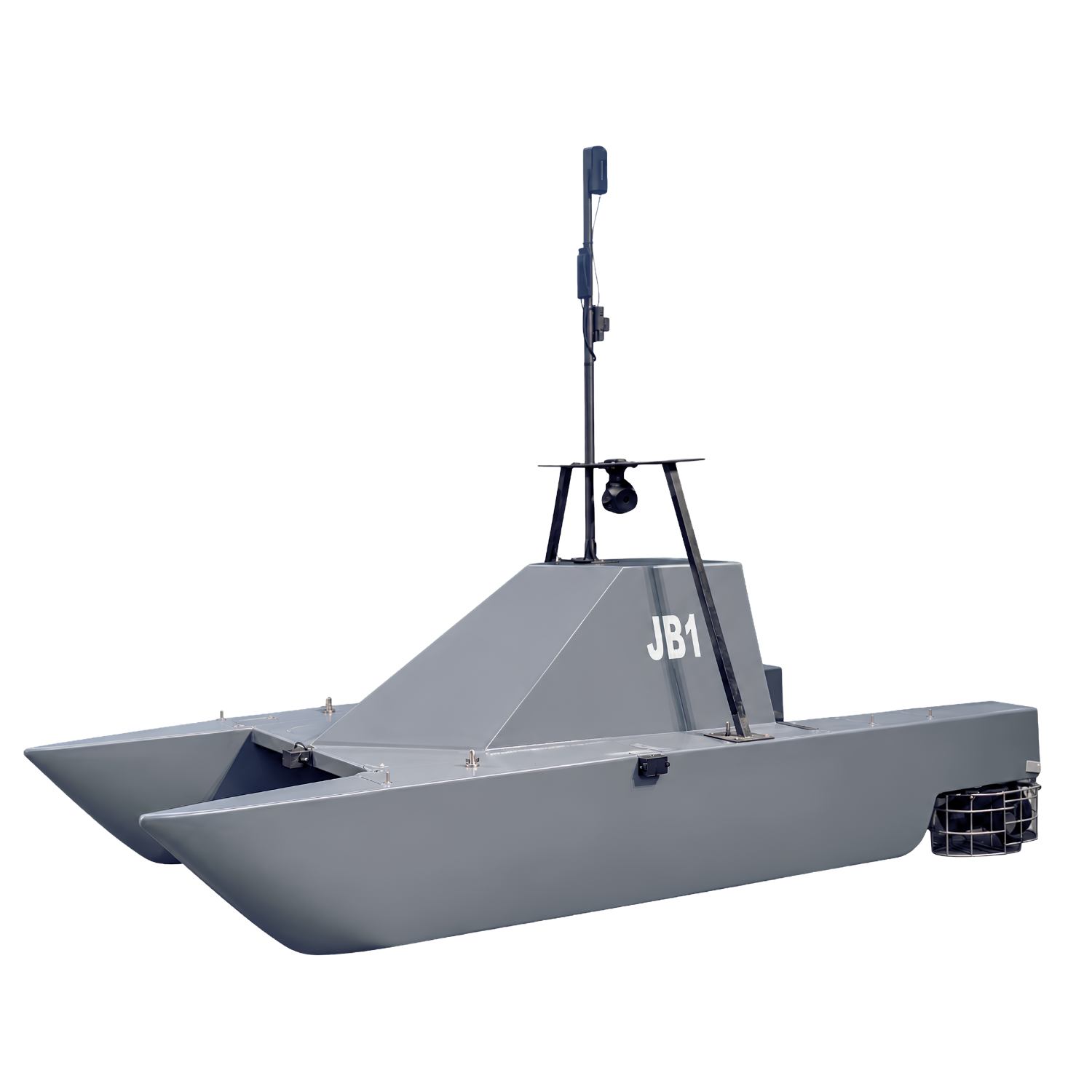 Johnnette JB-1 unmanned surface vessel shown from the front quarter